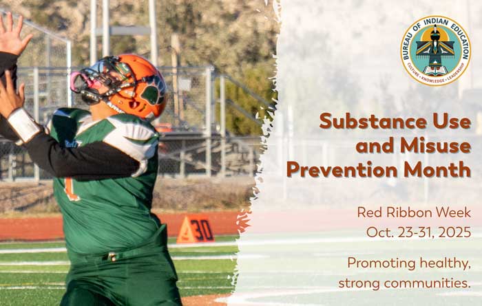 Red Ribbon advertisement about Substance Use and Misuse Prevention Month