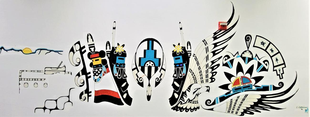 colorful mural at Sherman Indian High School