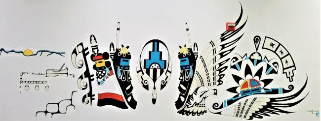 colorful mural at Sherman Indian High School